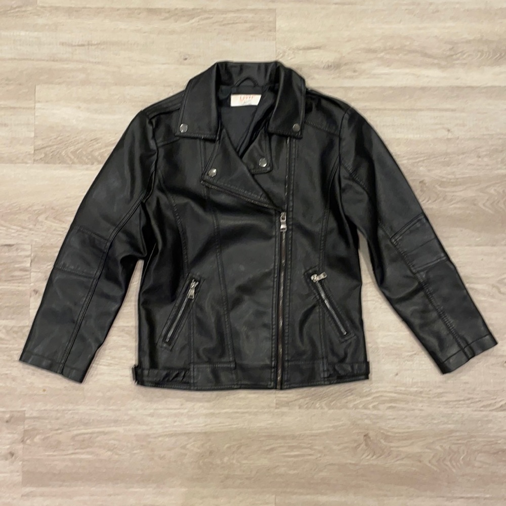 Faux Leather Moto Jacket Coat - size 13-14 years